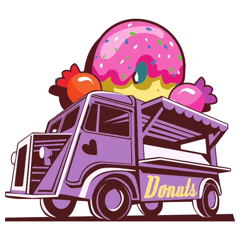 stylistic photo of a mobile doughnut truck